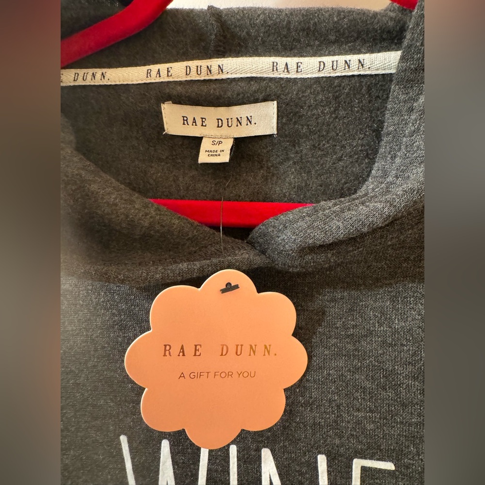NWT Charcoal Hoodie With Wine Time Print Size S/P - Picture 2 of 8